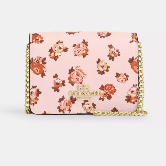 Coach Handbags - NWT Coach Mini Wallet On A Chain With Rosette Print $150